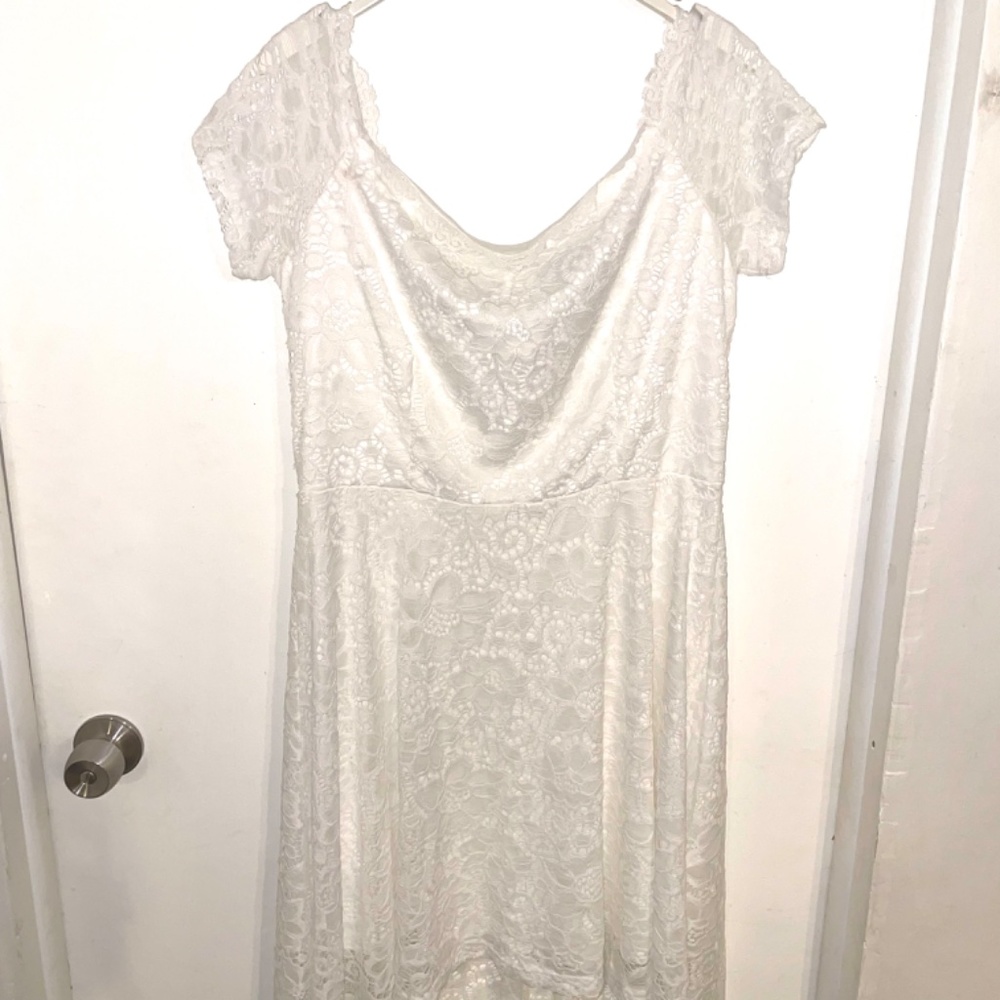 Women's Lace Cocktail Dress Hi-Lo Off Shoulder Swing Formal Party Dress - Picture 10 of 16